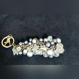 Handcrafted Elegant Silver and Butterfly Charm Keychain